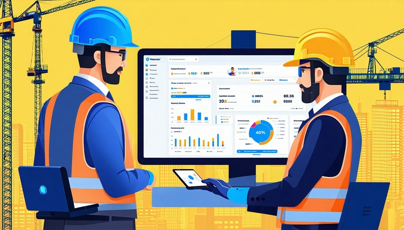 An illustration showcasing construction site manag